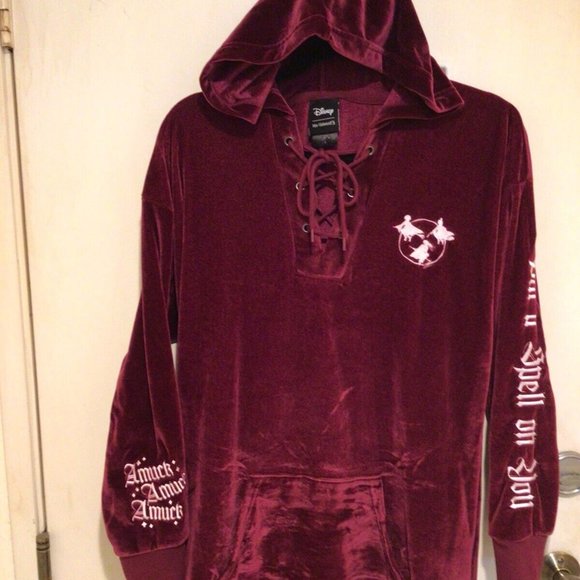 Her Universe Dresses & Skirts - Disney Hocus Pocus Velour Lace-Up Hoodie Dress Womens Juniors Large Her Universe
